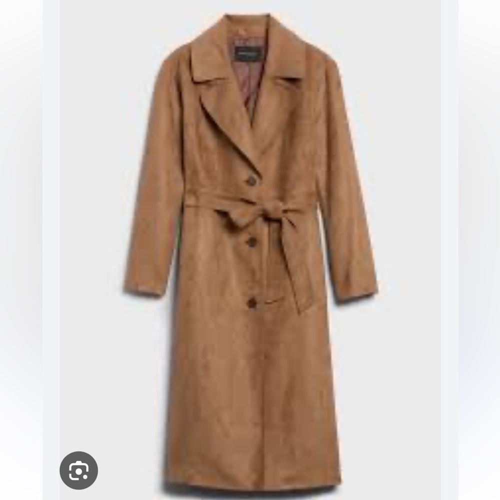 Banana Republic Unlined Long Tie-Waist Vegan Suede Trench Coat